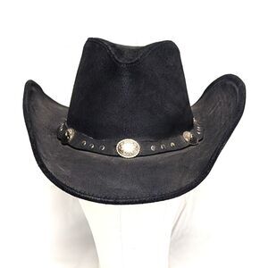 The Silverton Hat Minnetonka Genuine Leather Black Cowboy Dude Hat Size Large